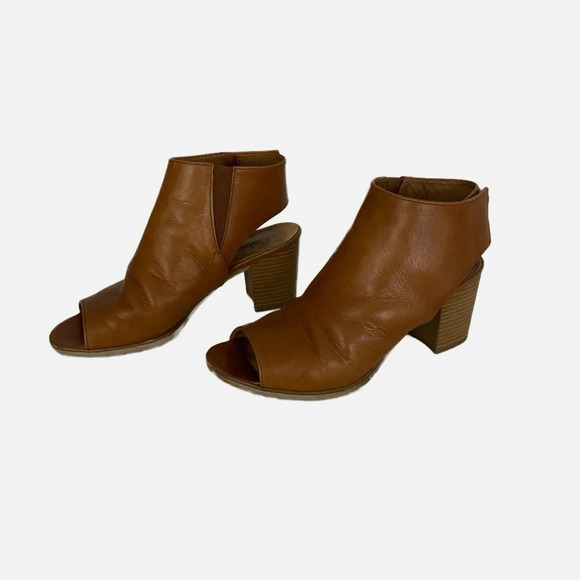 Gabor Leather Block Heel Sandals Size 8 (5.5) Brown Peep Toe Boho - Picture 2 of 14